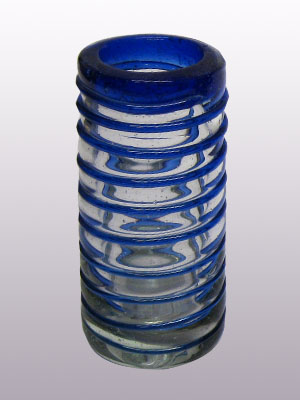 Wholesale MEXICAN GLASSWARE / 'Cobalt Blue Spiral' Tequila shot glasses  / Cobalt blue threads spinned to embrace these gorgeous shot glasses, perfect for parties or enjoying your favorite liquor.
